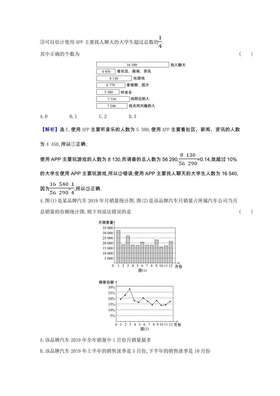 2020-2021学年高中数学第一章统计1.3统计图表课时素养评价含解析北师大版必修_第5页