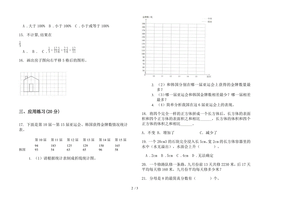 新版五年级下学期专题复习测试数学期末模拟试卷.docx_第2页