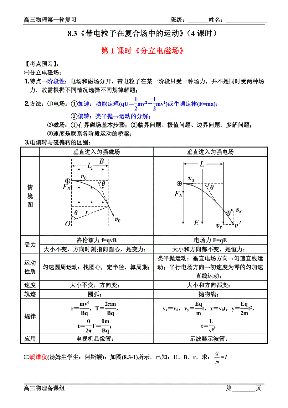 83《带电粒子在复合场中的运动》_第1页