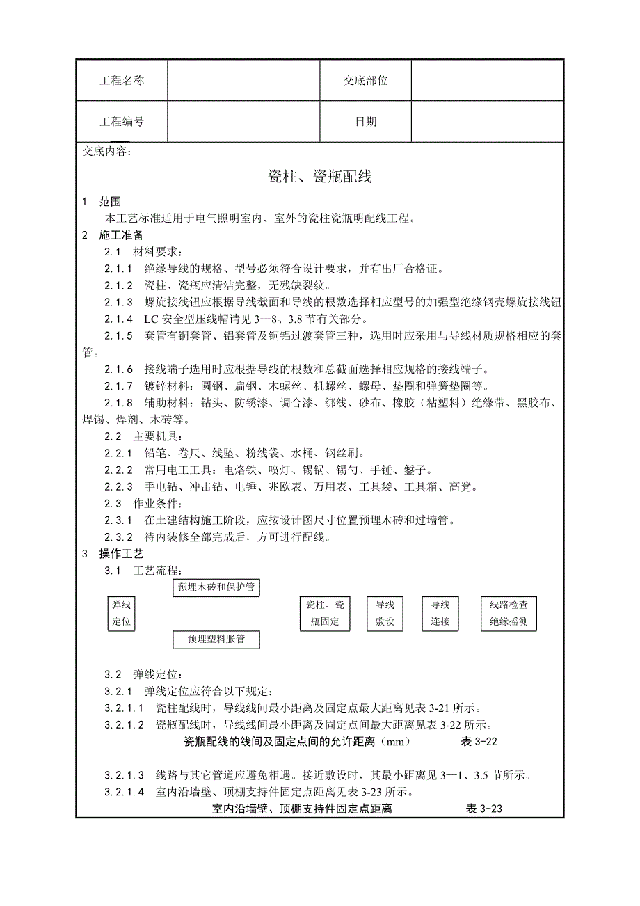 瓷柱、瓷瓶配线工艺_第1页