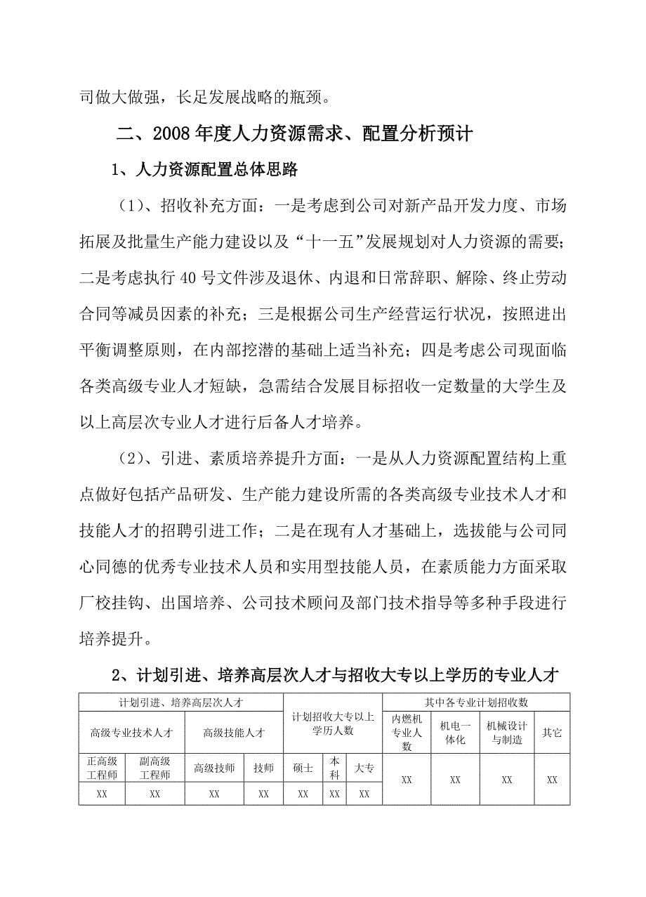 XX公司度人力资源需求计划_第5页