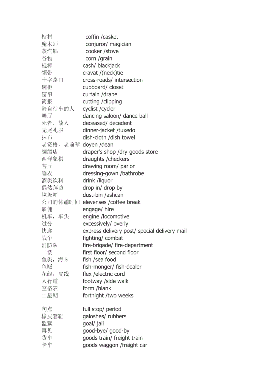 美式英语与英式英语部分词汇的区别_第2页