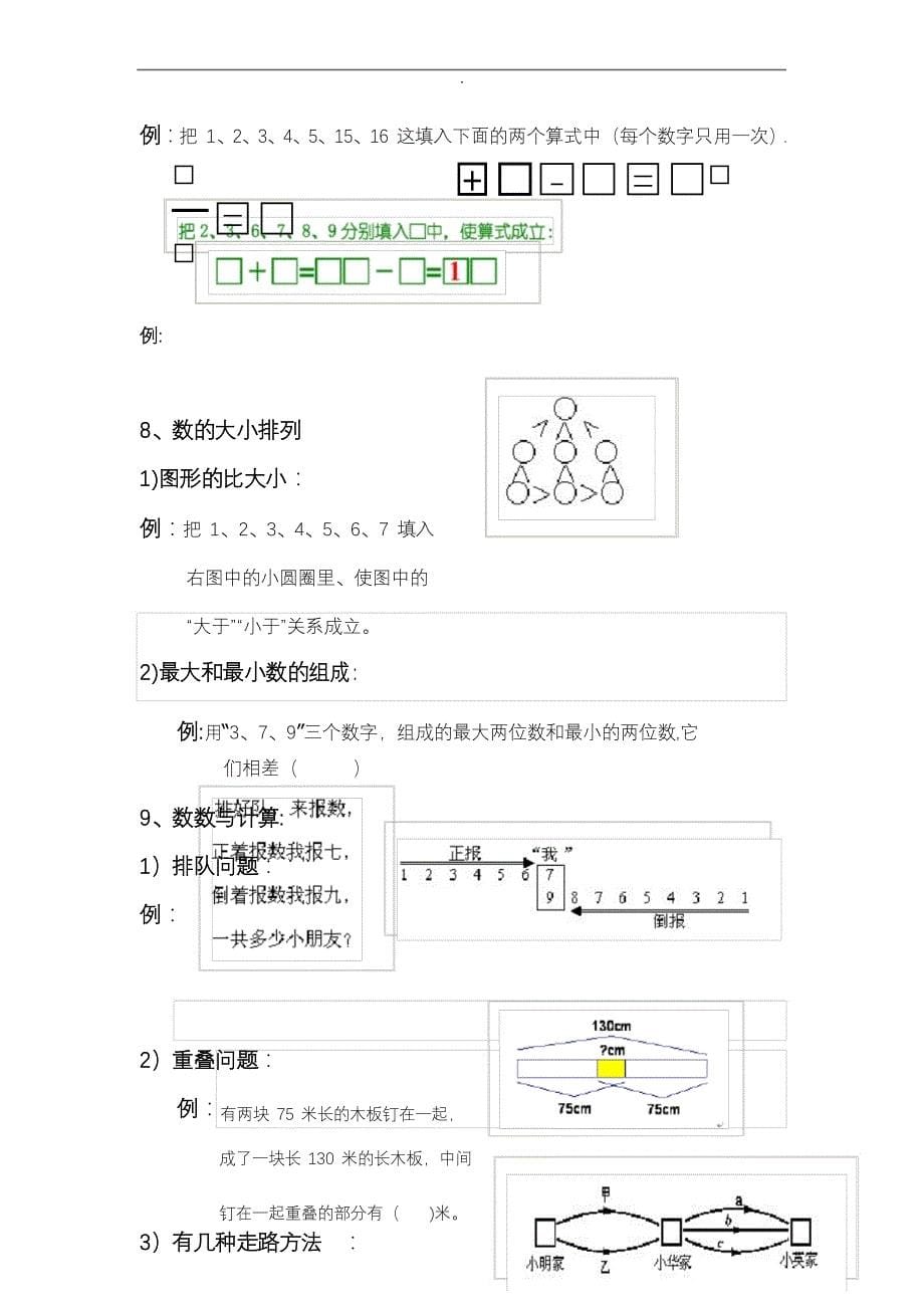 小学一年级奥数(思维训练)知识点_第5页