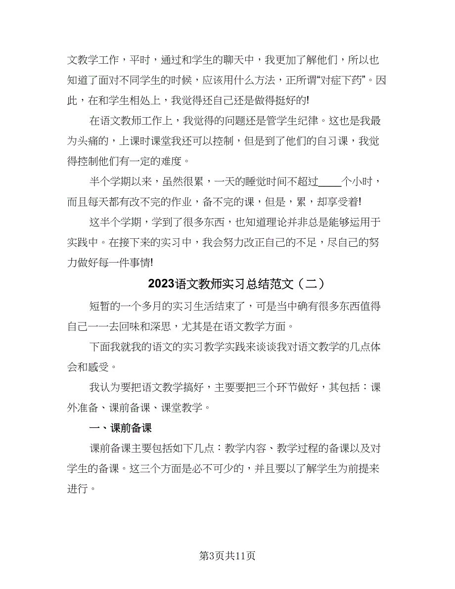 2023语文教师实习总结范文（三篇）.doc_第3页