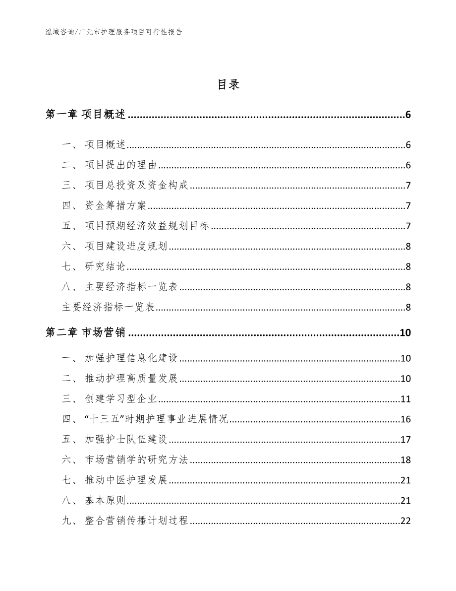 广元市护理服务项目可行性报告_范文_第2页
