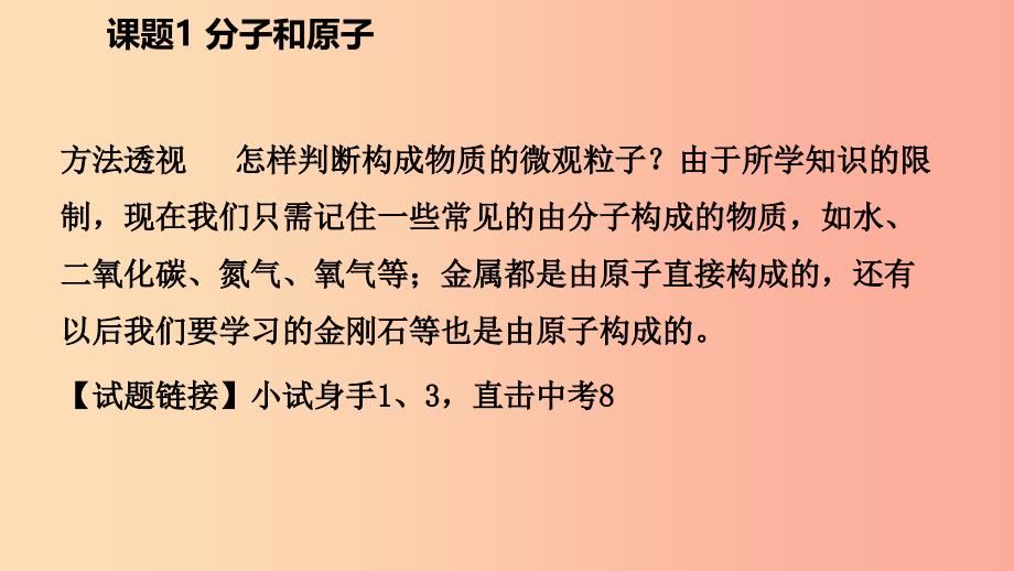 2019年秋九年级化学上册第三单元物质构成的奥秘课题1分子和原子练习课件 新人教版.ppt_第3页