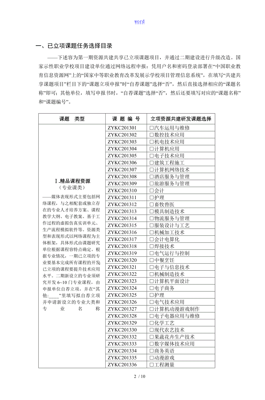 国家示范性职业学校数字化资源共建共享计划清单_第2页