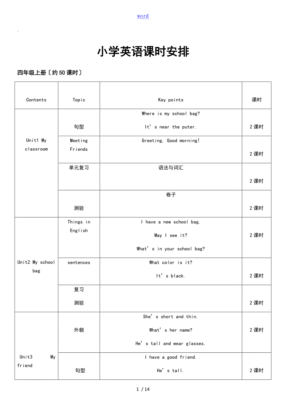 小学英语课时安排_第1页