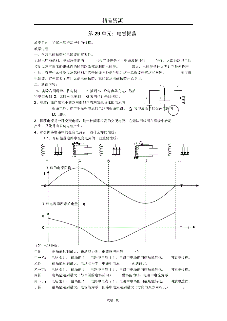 高二物理教案：电磁振荡_第1页