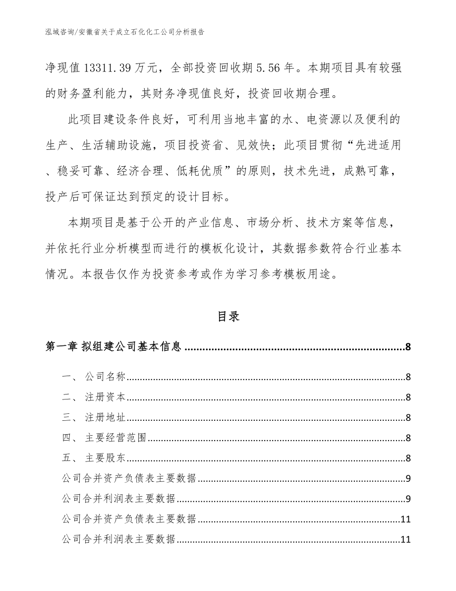 安徽省关于成立石化化工公司分析报告_第3页