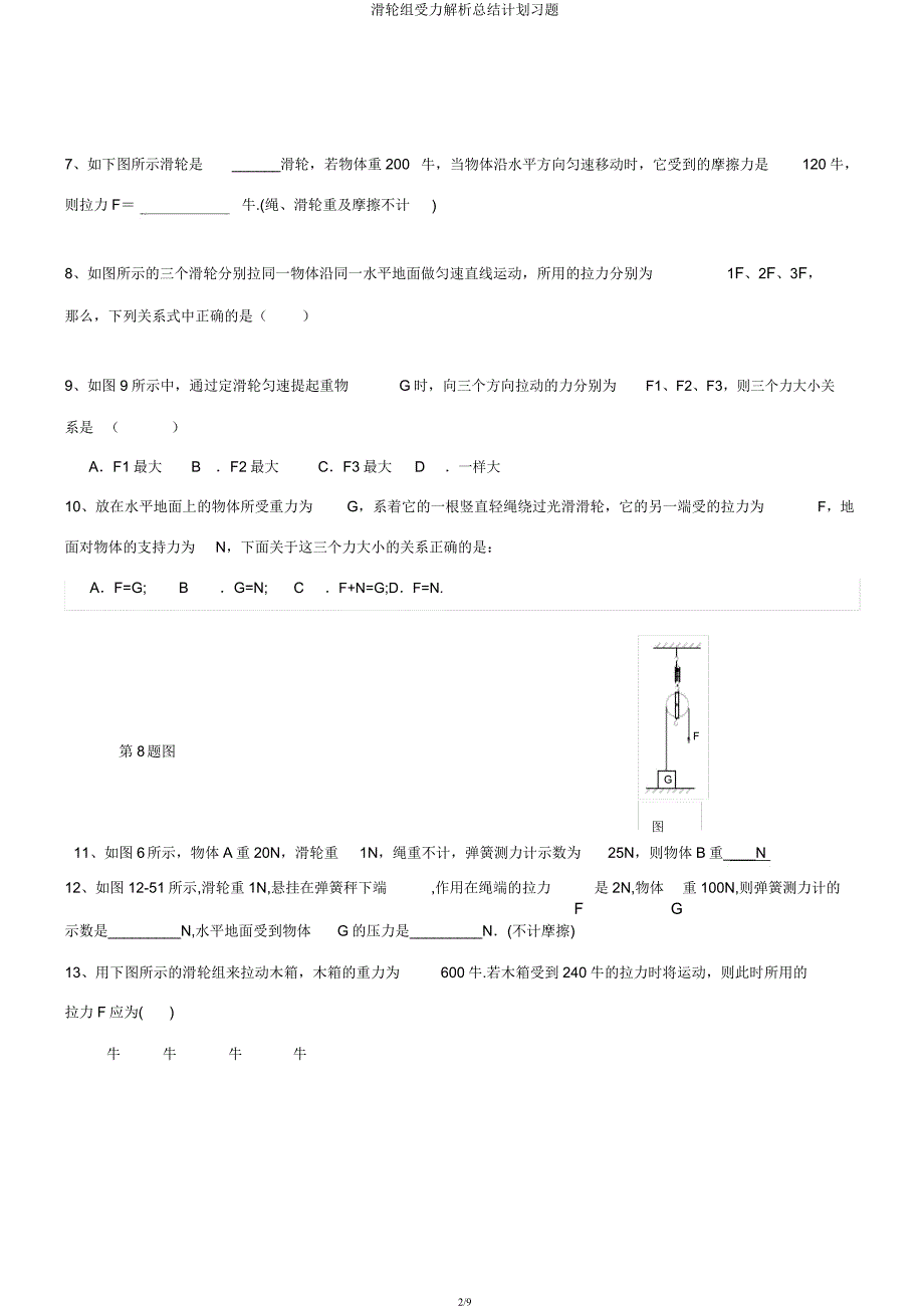 滑轮组受力解析总结计划习题.docx_第2页