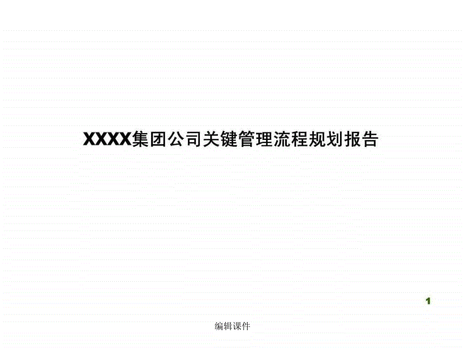 XXXX集团公司关键管理流程规划报告_第1页