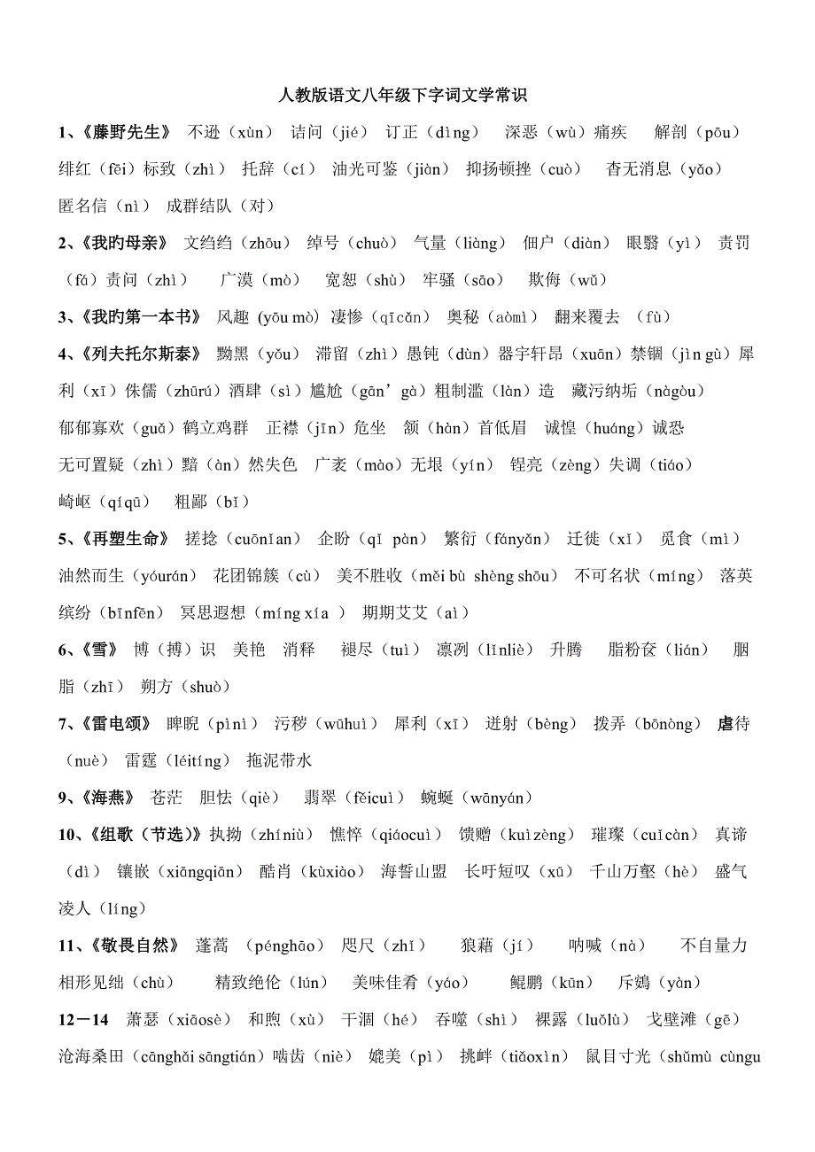 人教版语文八年级下字词文学常识_第1页