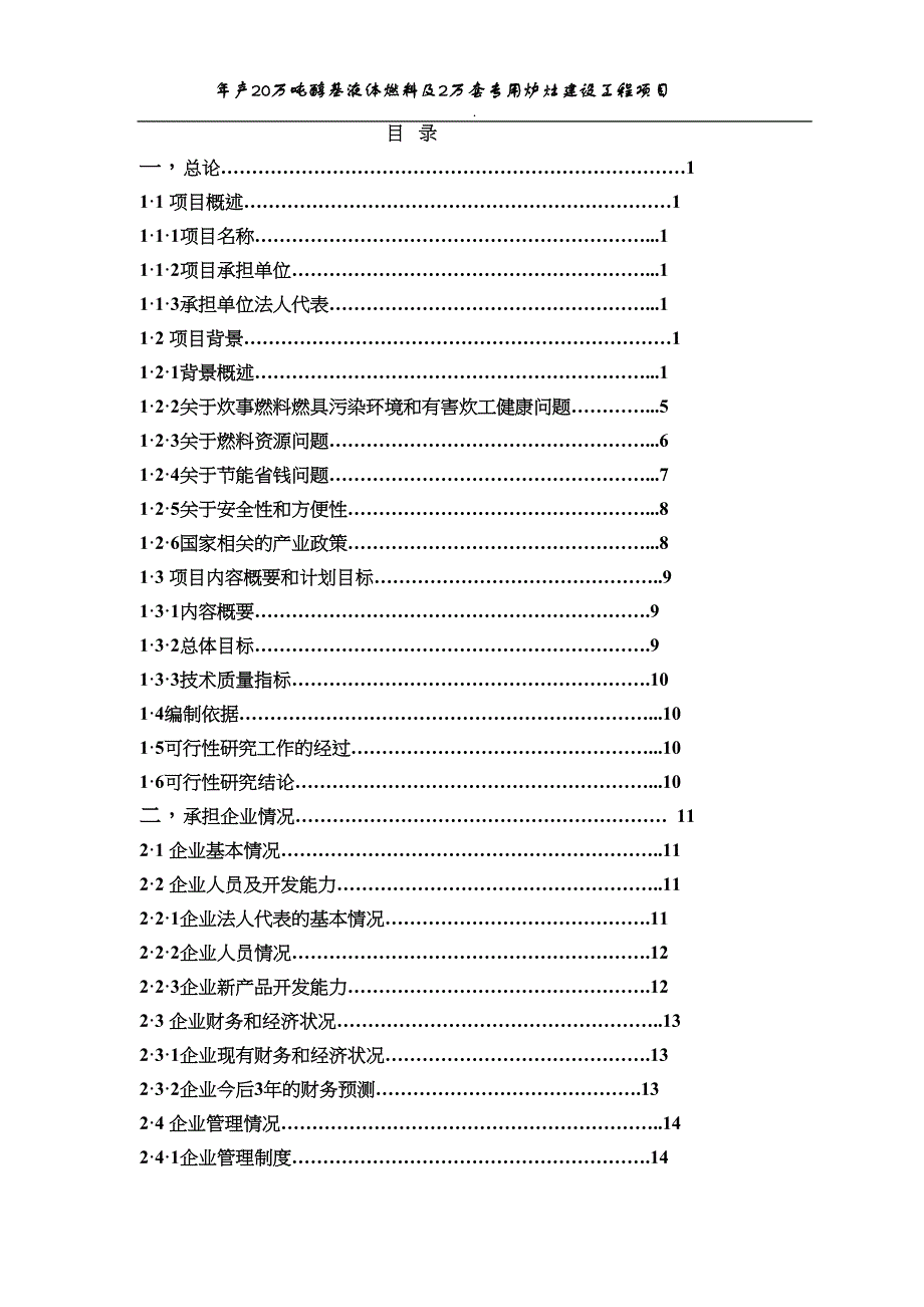 年产20万吨醇基液体燃料及2万套专用炉灶建设工程可行性研究报告(DOC 46页)_第2页