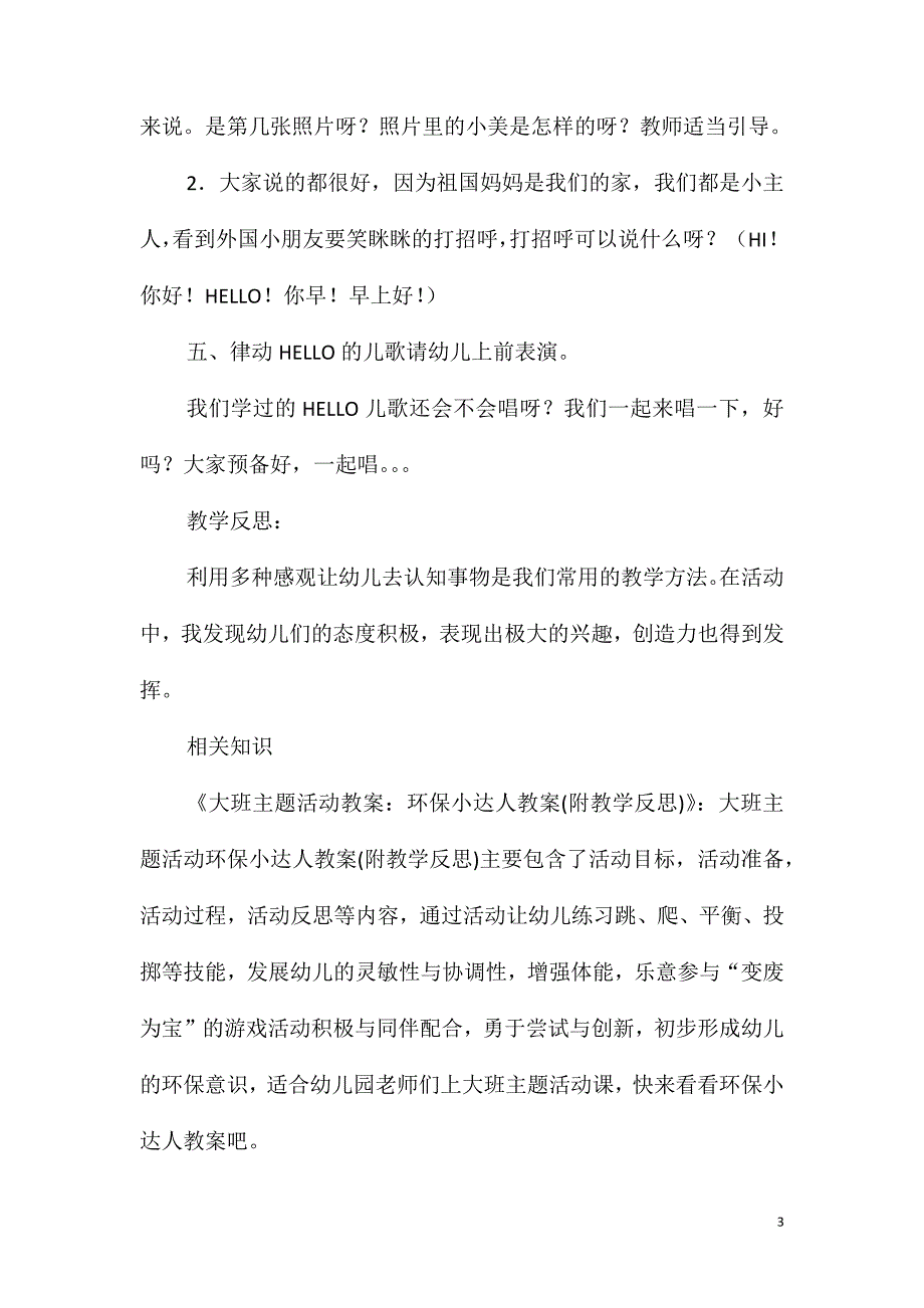 大班主题遇见外国小客人教案反思_第3页