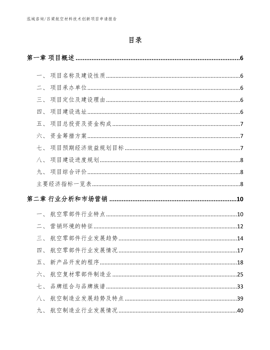 吕梁航空材料技术创新项目申请报告_范文模板_第1页