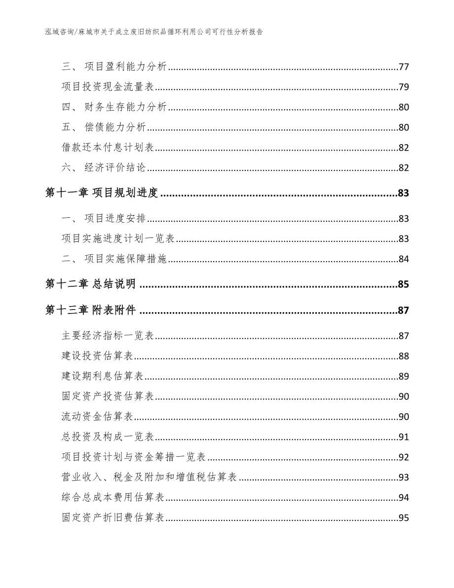 麻城市关于成立废旧纺织品循环利用公司可行性分析报告模板参考_第5页