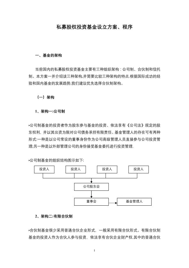 私募股权投资基金设立方案和详细程序.doc