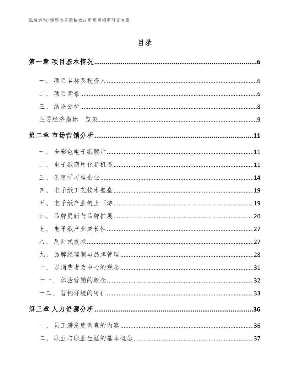 邯郸电子纸技术应用项目招商引资方案【参考模板】_第1页