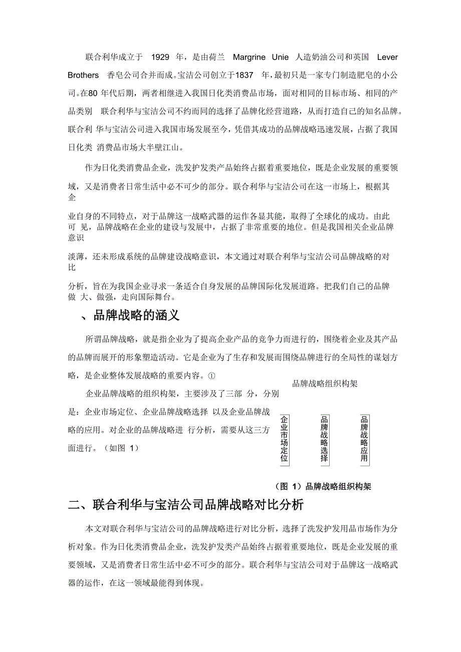联合利华与宝洁公司品牌战略对比分析_第1页