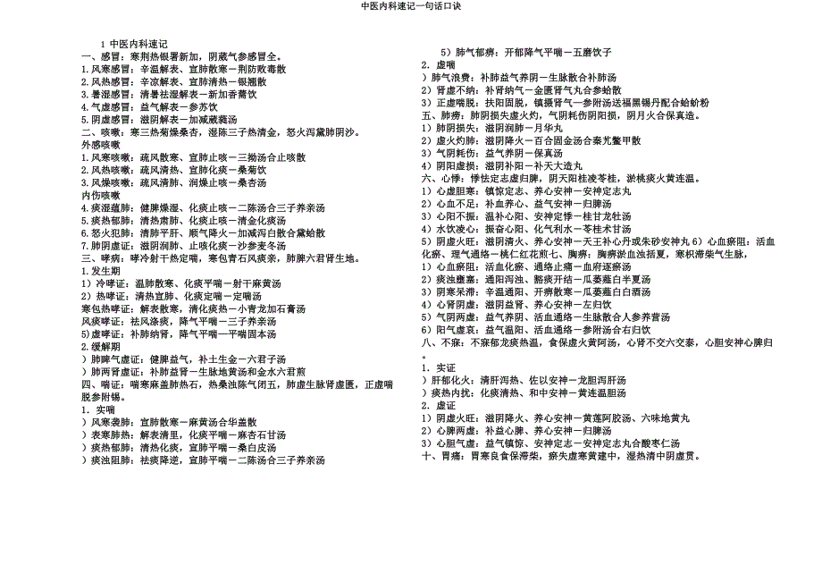 中医内科速记一句话口诀.docx_第1页