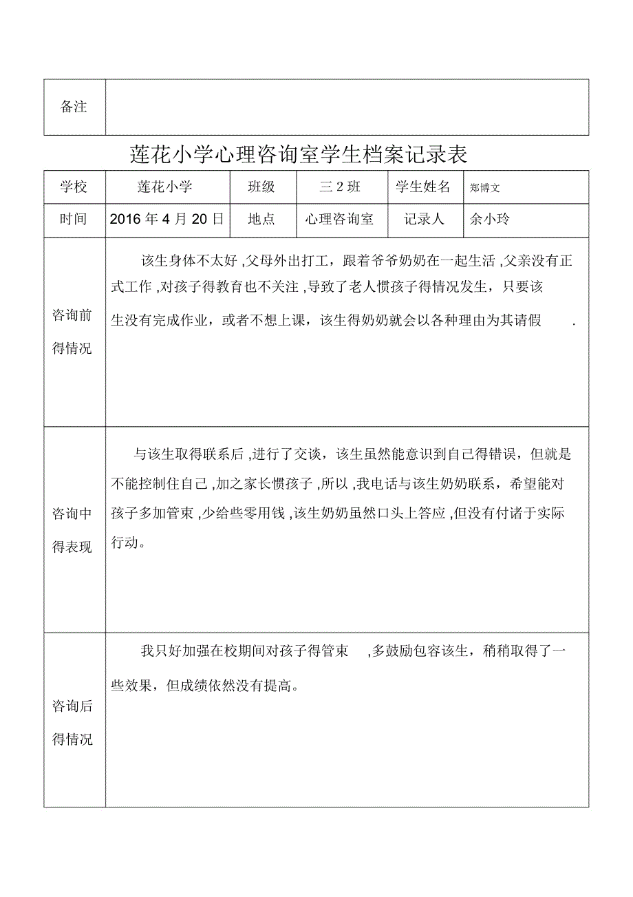 心理咨询室学生档案记录表_第4页