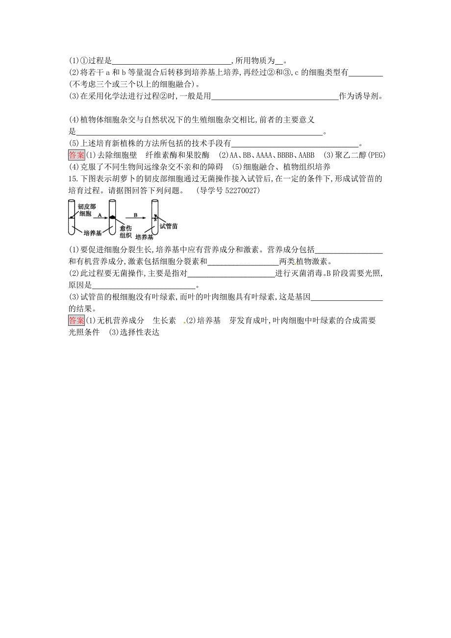 高中生物 2.1.1 植物细胞工程的基本技术课时训练 新人教版选修3_第4页