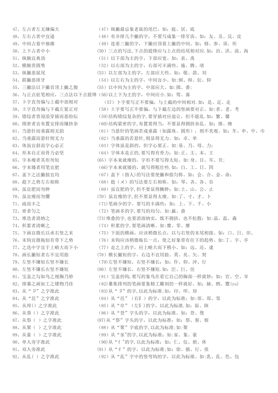 楷书间架结构92法(文)_第2页