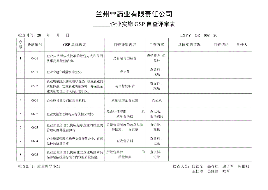 《GSP自查评审表》word版_第1页