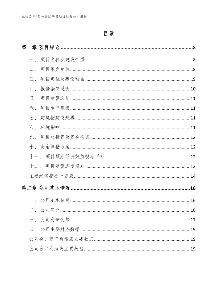 壶关县区块链项目经营分析报告模板参考_第1页