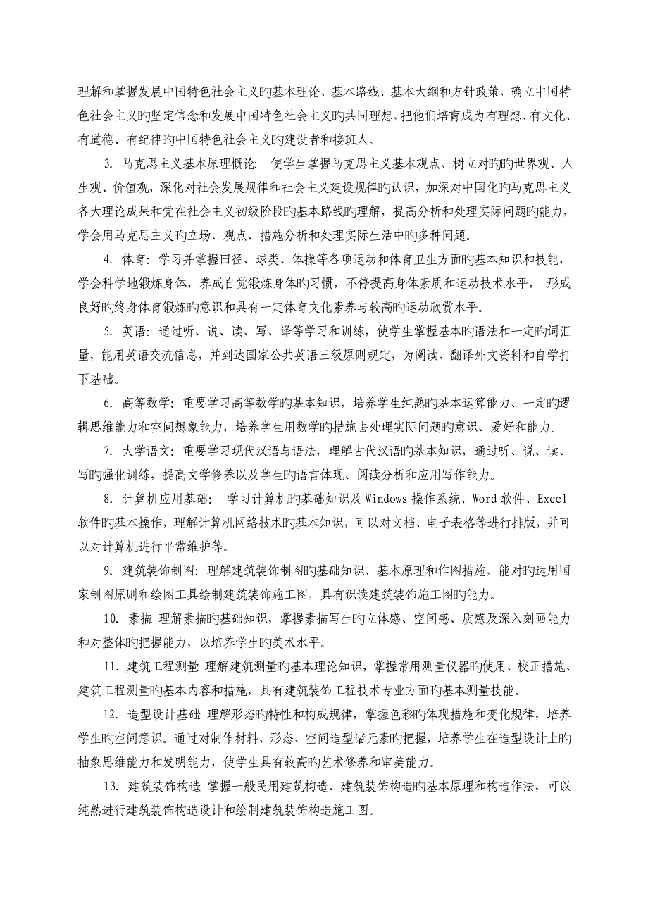 建筑装饰工程技术专业教学计划_第3页