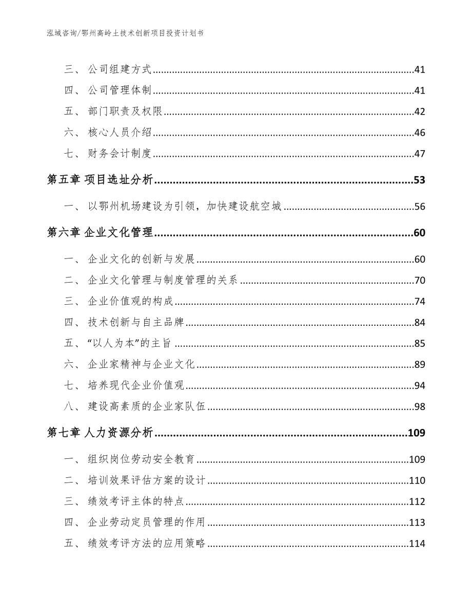 鄂州高岭土技术创新项目投资计划书（模板范本）_第5页