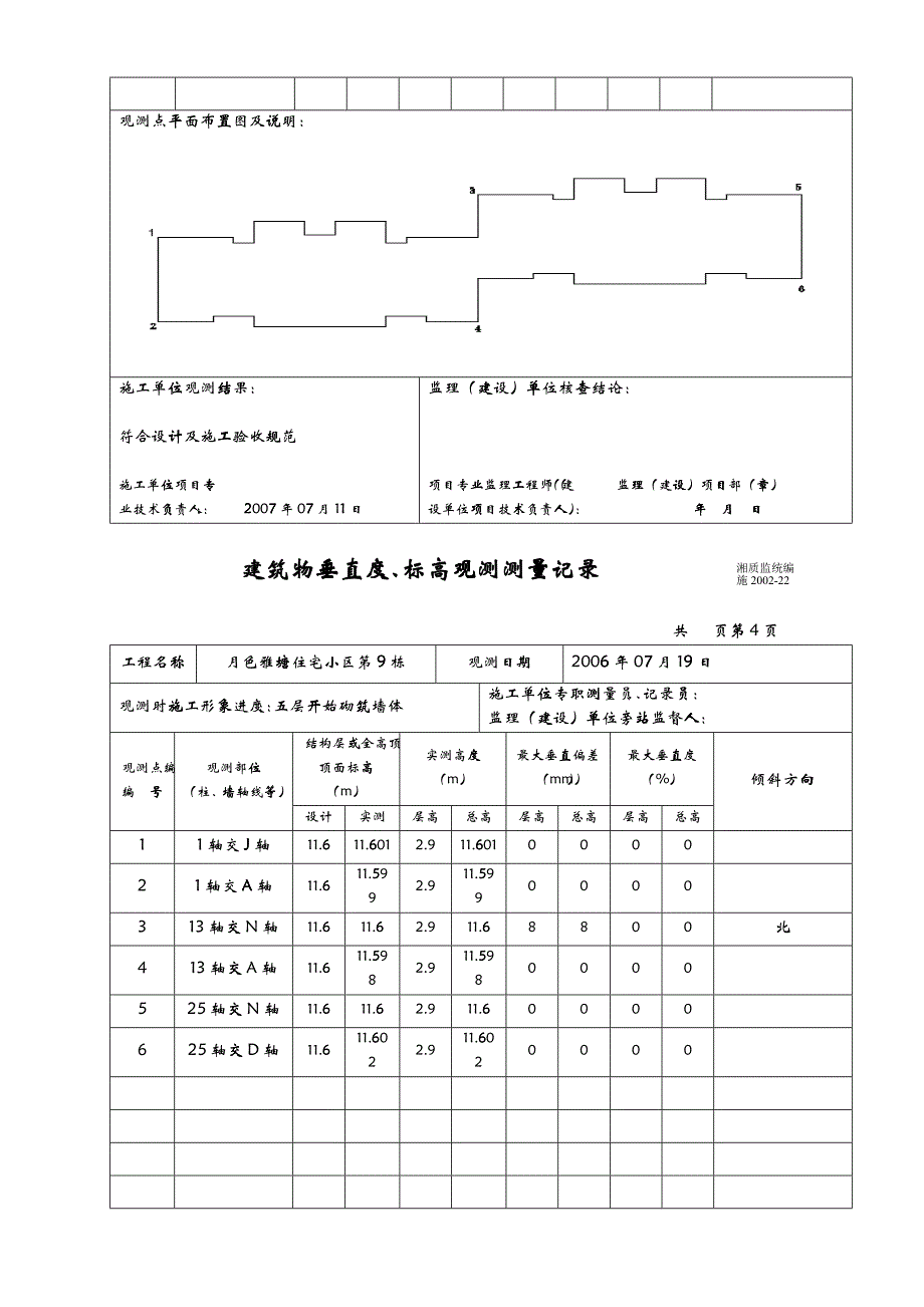 9#建筑物垂直度、标高观测测量记录_第4页