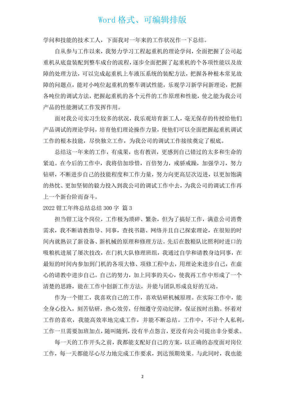 2022钳工年终总结总结300字.docx_第2页