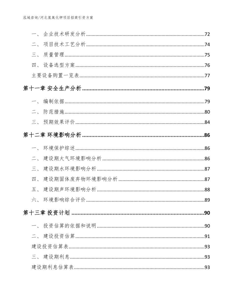 河北氢氧化钾项目招商引资方案_模板范本_第5页