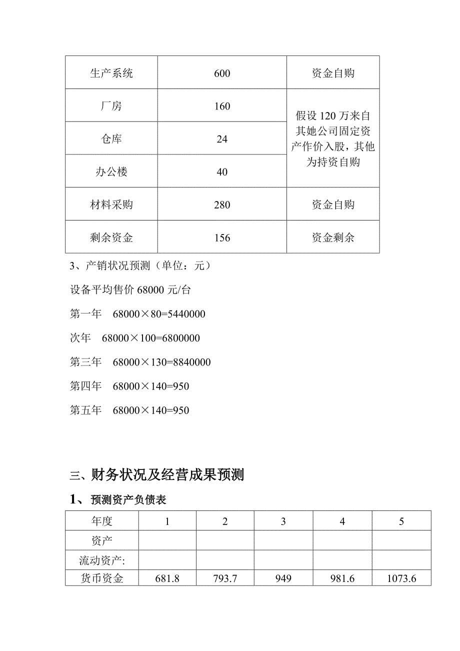 挑战杯 创业计划大赛 获奖作品 财务部分 财务会计预测及分析_第5页