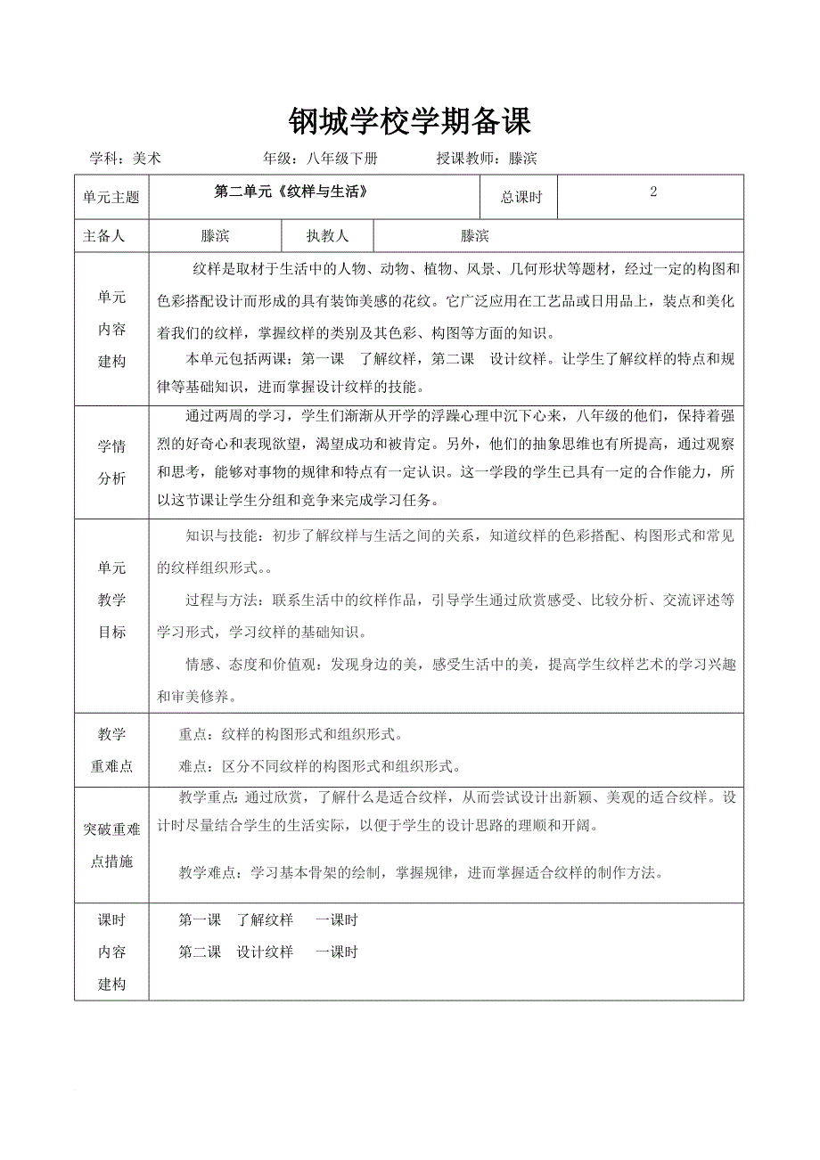 八年级下册美术学期单元备课.doc_第2页