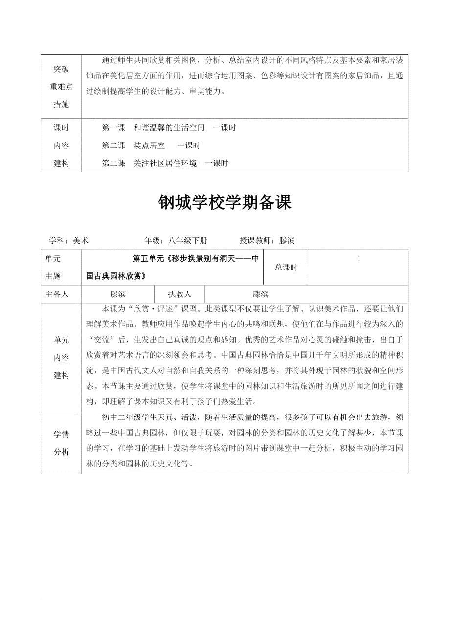 八年级下册美术学期单元备课.doc_第5页