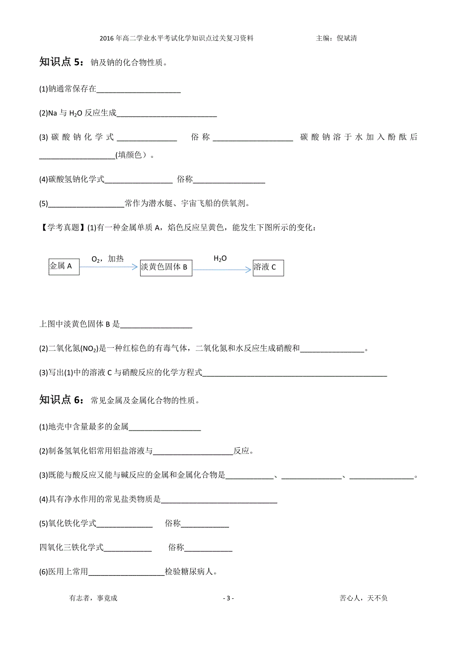 2016年学业水平考试化学知识点小结_第3页