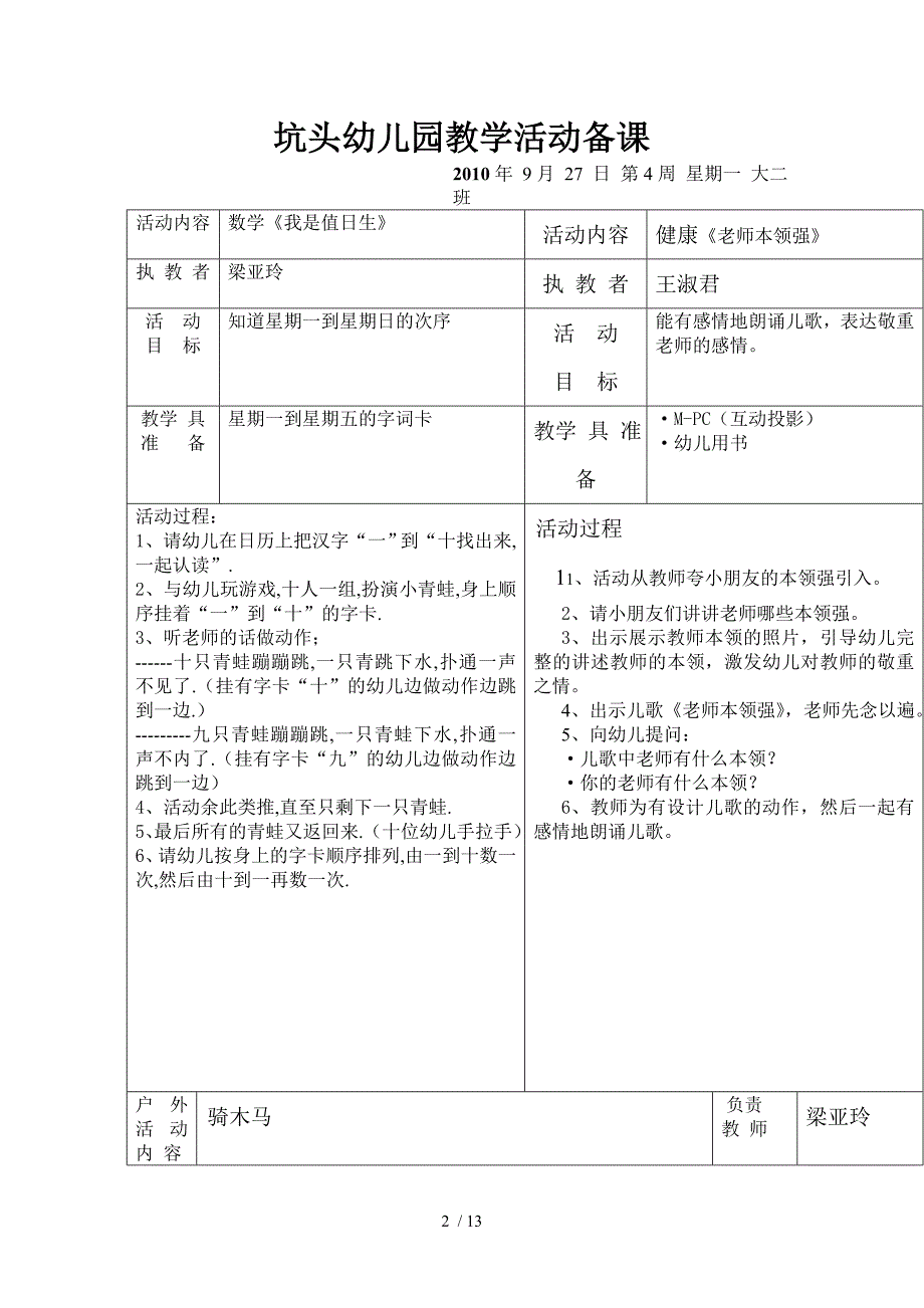 坑头幼儿园第一学期大二班备课第4周_第2页