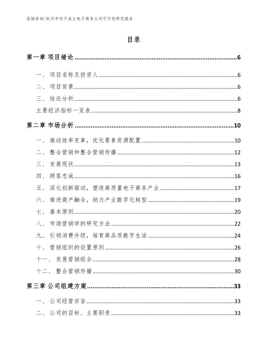 杭州市关于成立电子商务公司可行性研究报告【模板范本】_第1页