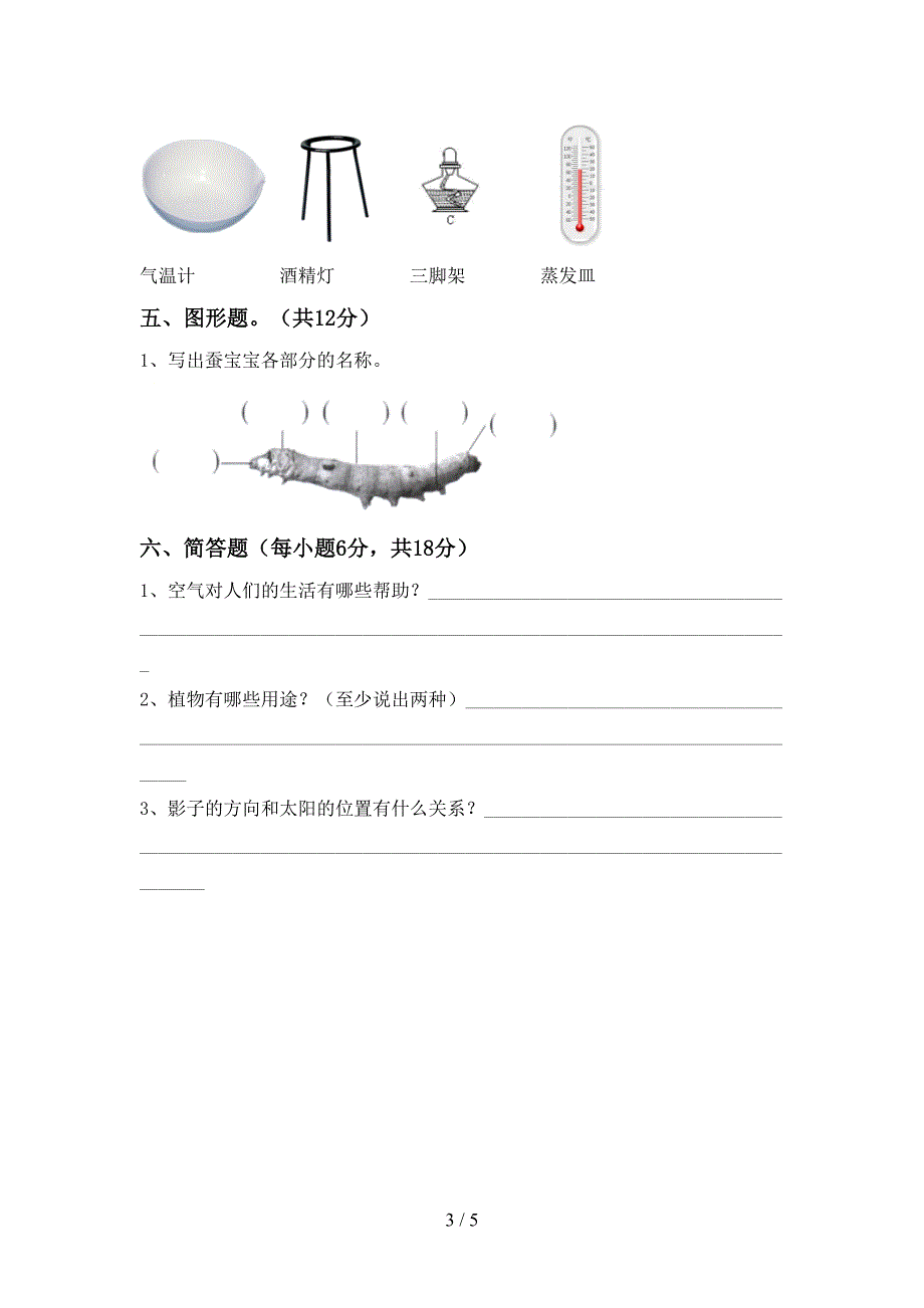 2022-2023年人教版三年级科学下册期中测试卷及答案【审定版】.doc_第3页