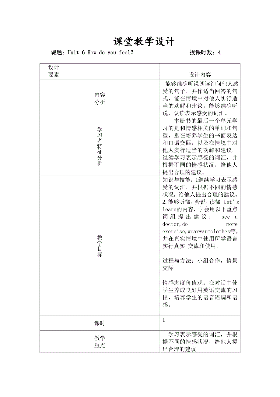 六年级上6单元4 Unit 6 How do you feel？_第1页