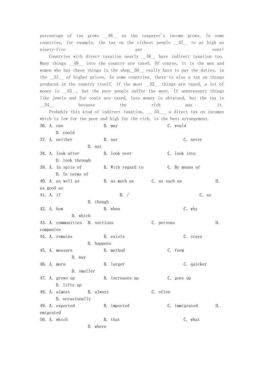 江苏省苏州某中学高三英语上学期采点考试试题牛津译林版(DOC 16页)_第5页