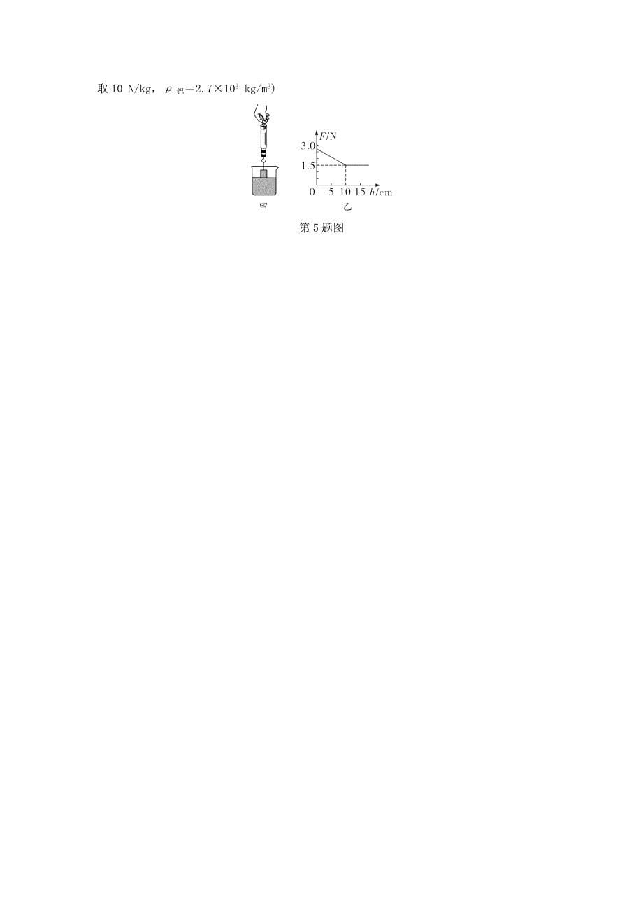 湖南省2020年中考物理一轮复习专题八浮力第1节阿基米德原理练习_第5页