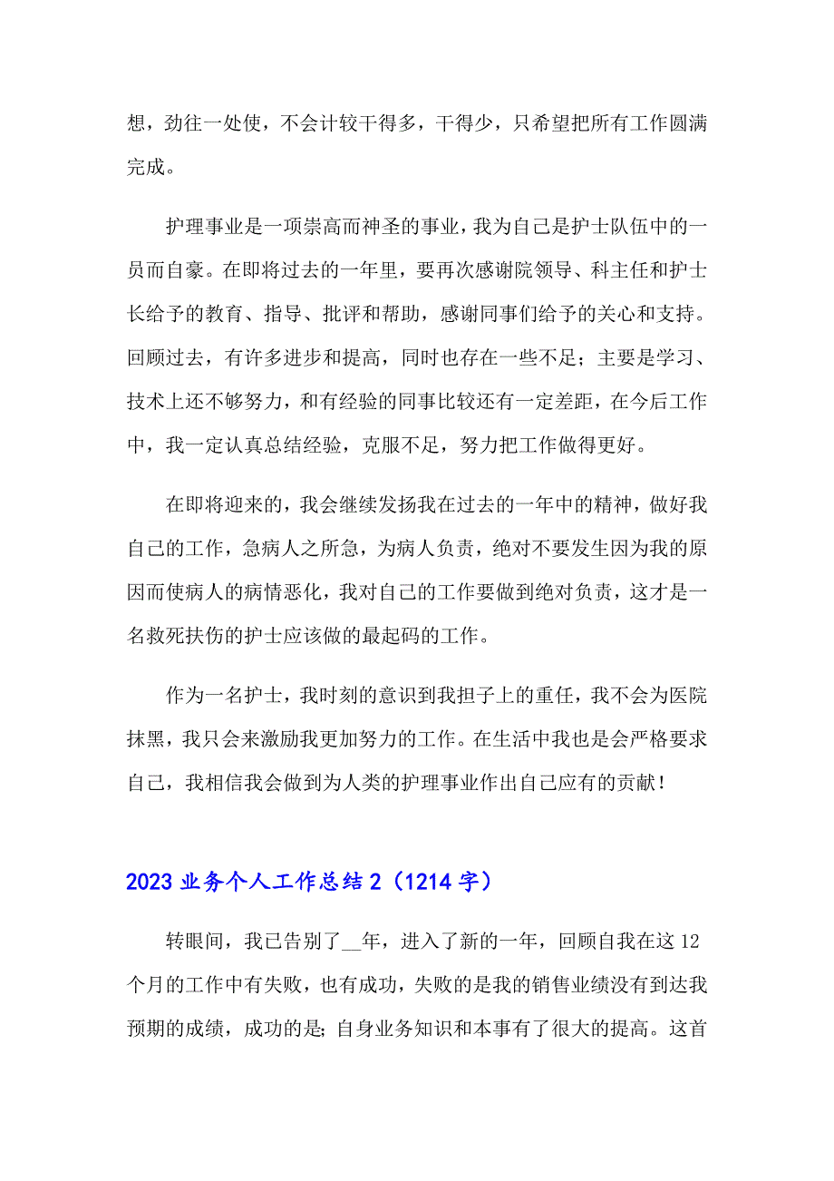 2023业务个人工作总结_第3页