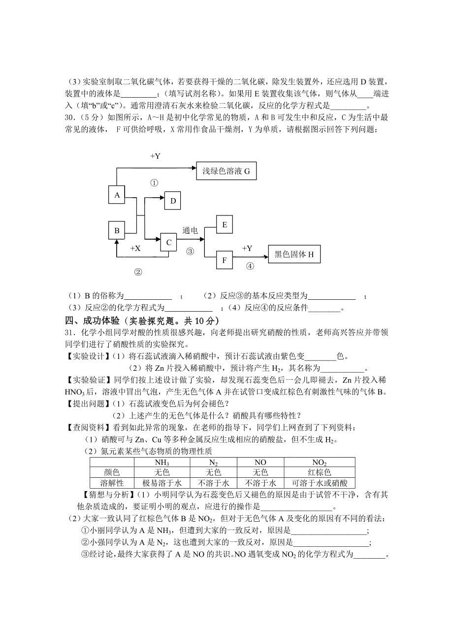 百色市2012年初中毕业暨升学考试试卷(化学)_第5页