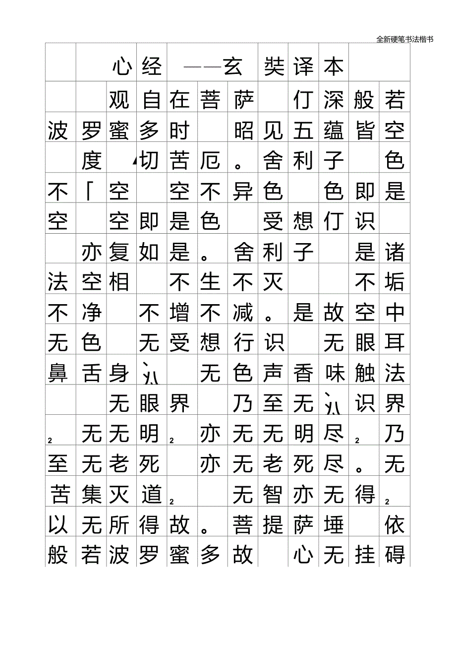 硬笔书法楷书字帖--《心经》_第1页