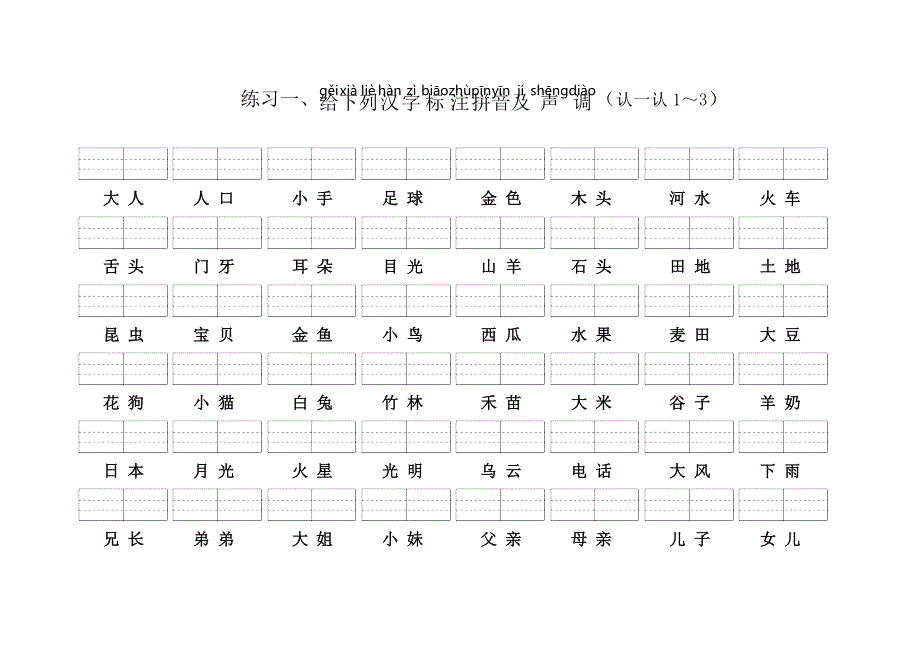 生字标注拼音及声调_第1页