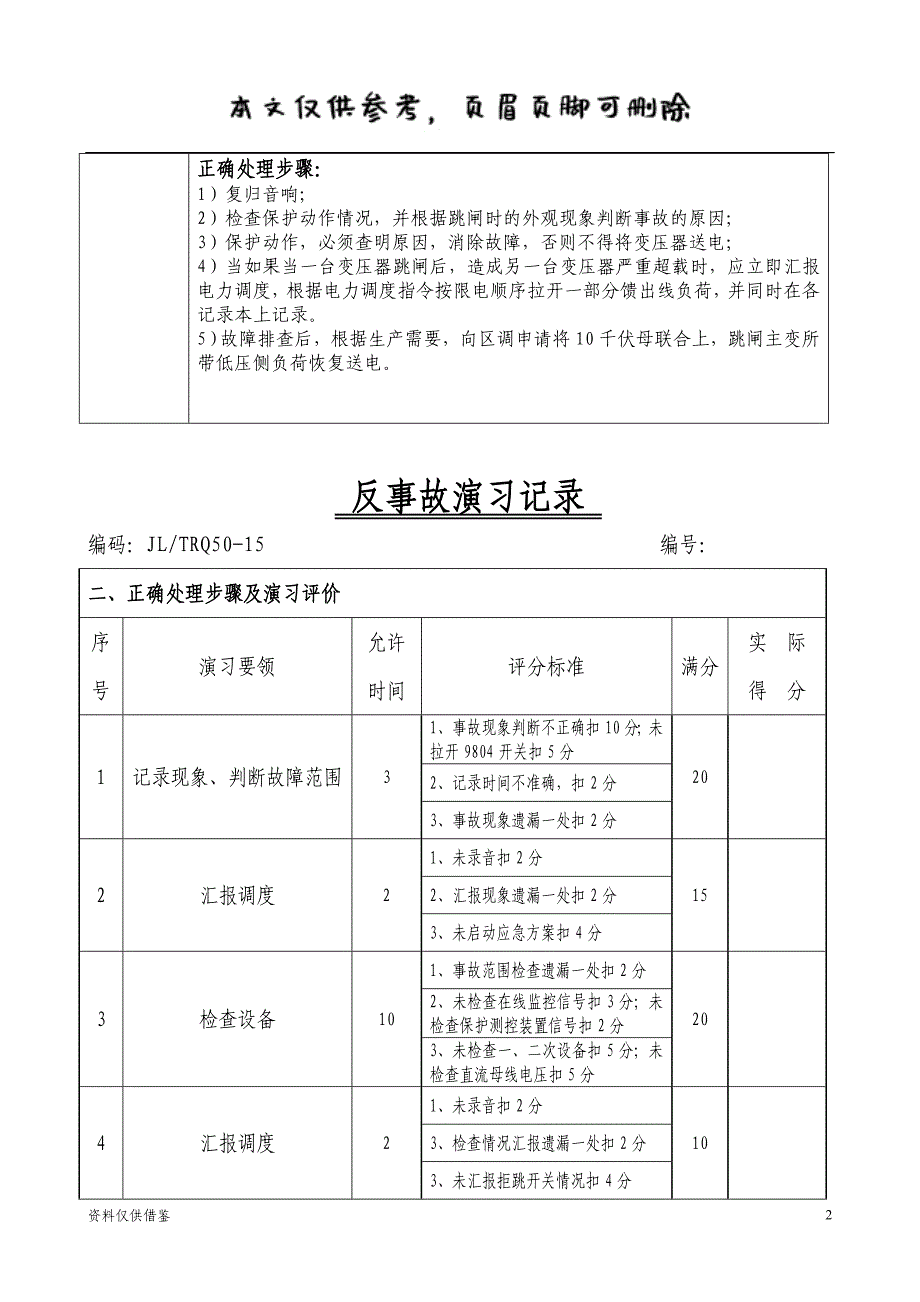 反事故演习记录-主变跳闸（借鉴材料）_第2页